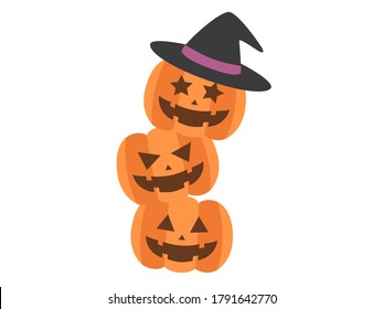 Ilustración de un fantasma de calabaza usando un sombrero.