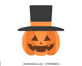 Illustration of a pumpkin ghost wearing a top hat.