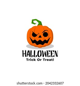 Illustration of a pumpkin Halloween with a scary face. Jack o lantern logo for any business related to Halloween.