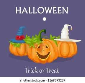 illustration with pumpkin for halloween, vector