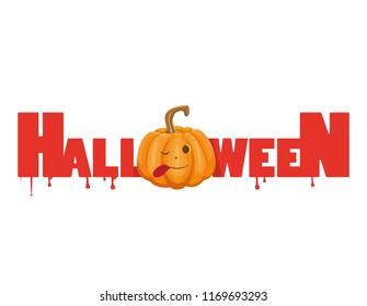 illustration with pumpkin for halloween, vector