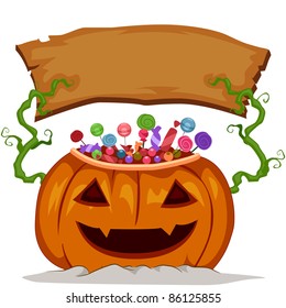 Ilustración de una calabaza sosteniendo un tablero