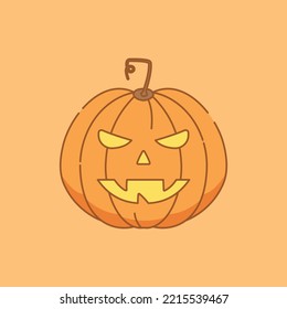 Illustration of pumpkin with Jack O Lantern face.
