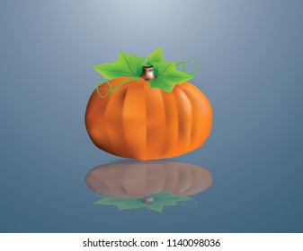 Illustration with Pumpkin  on the blue background,paper craft style vector
