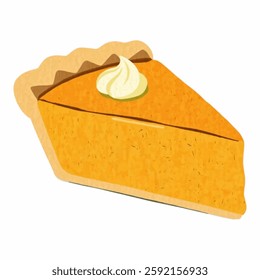 Illustration of Pumpkin Pie Representing Bakery Industry Isolated on White Background. Pumpkin Pie Slice for Dessert, Seasonal Pastry Icon for Bakeries.