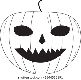 The Illustration of Pumpkin with scary face for halloween
