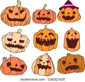 Illustration of pumpkin set