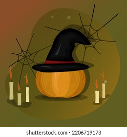 Illustration mit Kürbis bis zum halloween.Vektorgrafik
