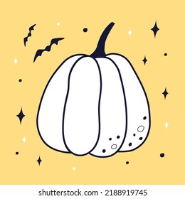 Illustration of pumpkin. Witchcraft and Magic mood. Halloween wizardry.