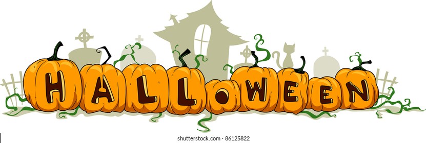 Illustration of Pumpkins Forming the Word Halloween
