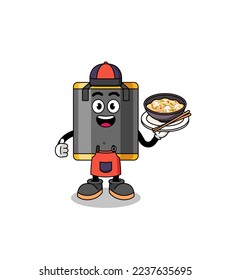 Illustration of punching bag as an asian chef , character design