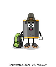 Illustration of punching bag mascot as a hiker , character design