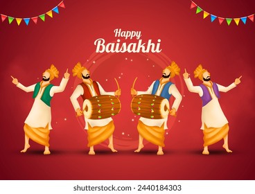 Ilustración del año nuevo en Punjab, Baisakhi. Feliz Baisakhi. Fondo del festival Vaisakhi.