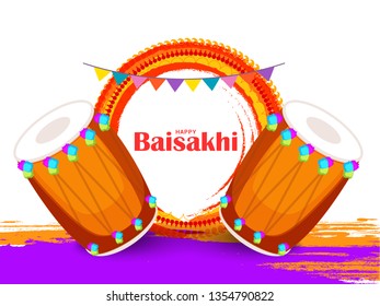 Illustration Of Punjabi Festival Baisakhi Celebration Background.