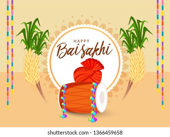 Illustration Of Punjabi Festival Baisakhi Celebration Background.