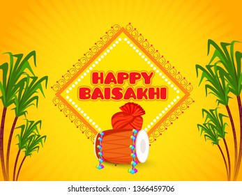 Illustration Of Punjabi Festival Baisakhi Celebration Background.
