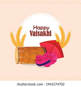 Illustration of punjabi festival baisakhi celebration greeting card