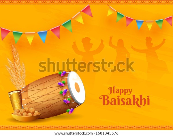 Illustration Punjabi Festival Baisakhi Vaisakhi Drum Stock Vector ...