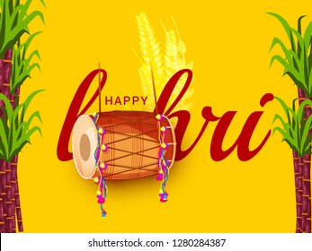 Illustration of punjabi festival lohri  background.