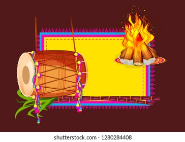 Illustration of punjabi festival lohri  background.
