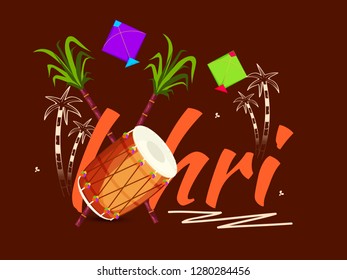 Illustration of punjabi festival lohri  background.