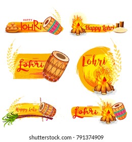 Illustration of punjabi festival lohri Banner background.