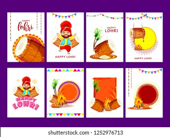 Illustration Of Punjabi festival lohri celebration poster,banner or invitation template design set,easy to edit. Illustration Of Punjabi festival lohri celebration poster,banner or invitation template design set,easy to edit.