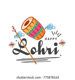 Illustration of punjabi festival of lohri celebration poster or banner background.