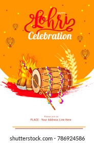 Illustration Of Punjabi festival lohri celebration invitation template design,easy to edit.