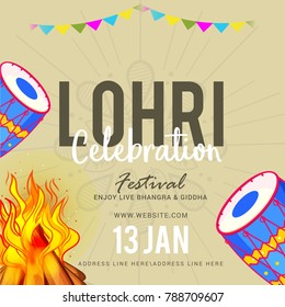 Illustration Of Punjabi festival lohri celebration invitation template design,easy to edit.