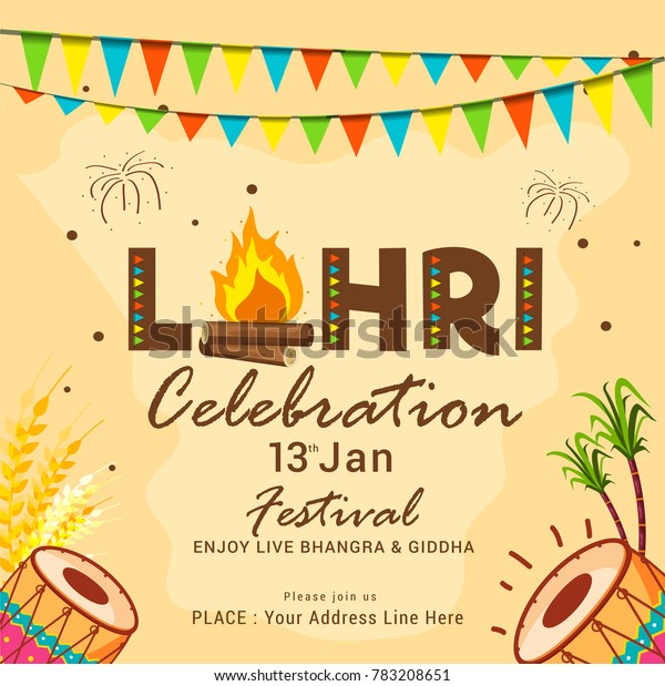 Illustration Punjabi Festival Lohri Celebration Invitation Stock Vector