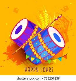 Illustration of punjabi festival lohri greeting card background.