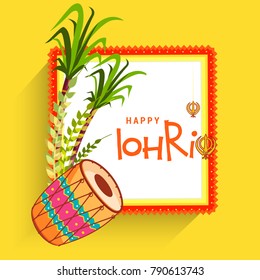 Illustration of punjabi festival lohri greeting card background.