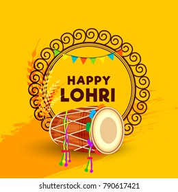 Illustration of punjabi festival lohri greeting card background.