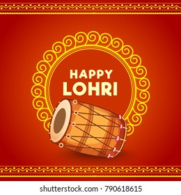 Illustration of punjabi festival lohri greeting card background.