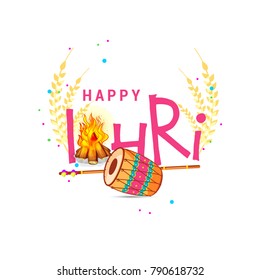 Illustration of punjabi festival lohri greeting card background.