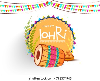 Illustration of punjabi festival lohri greeting card background.