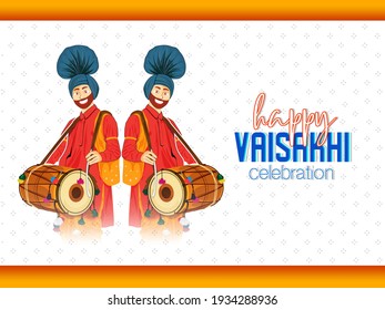 Illustration of punjabi man character for punjab harvest festival Vaisakhi Celebration.
