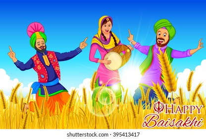 illustration of Punjabi New Year Happy Baisakhi background