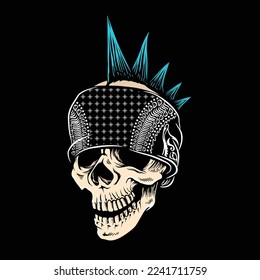 illustration of "punk" skull design for t-shirt, sticker, or many other creative purposes.