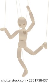
Illustration of a puppet suspended by a string