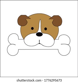 
illustration of a puppy with a bone in his mouth