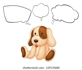 Illustration of a puppy with empty thoughts on a white background