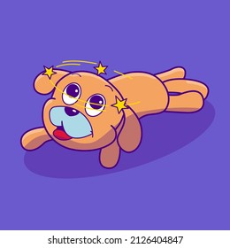 Illustration Puppy fallen on the floor, for various types of use