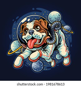 illustration of puppy goes to space