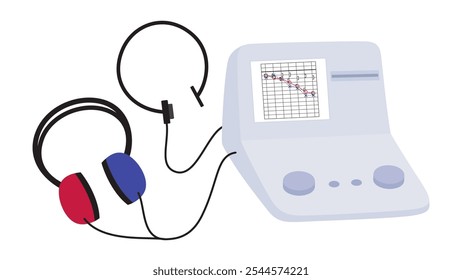 Ilustración de la prueba de audición de tono puro_conducción ósea_pérdida de audición conductiva izquierda