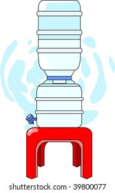 Illustration of pure water with pipe and stool	