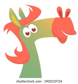 Illustration of purebred chestnut horse. Cartoon vector horse character
