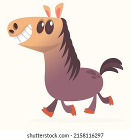 Illustration of purebred chestnut horse. Cartoon vector horse character