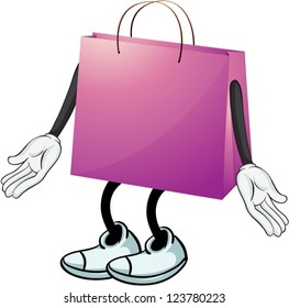 Ilustración de una bolsa morada sobre un fondo blanco